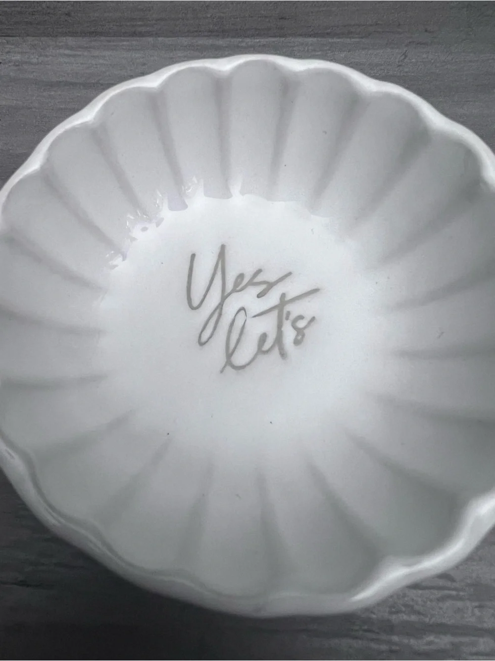 Yes Let's White Ceramic Trinket Dish